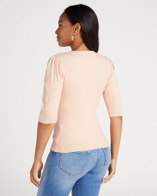 Blush $|& Jaclyn Smith Puff Sleeve Cozy Pullover - SOF Back