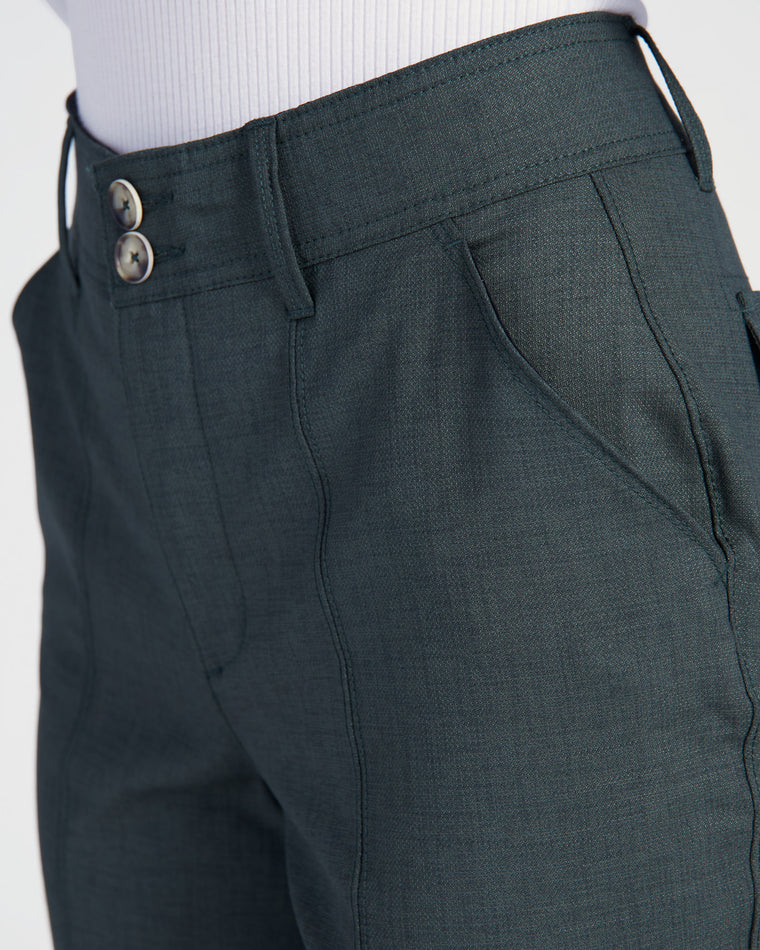 Midnight Olive Green $|& Democracy Absolution Skyrise Double Button Trouser - SOF Detail