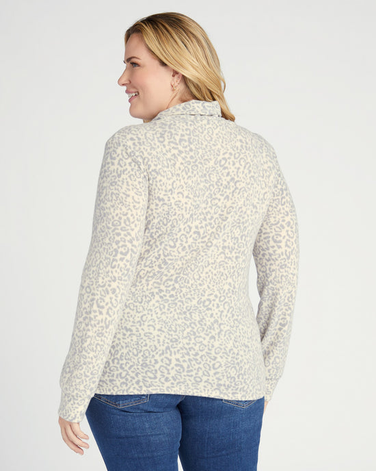 Oatmeal Leopard $|& Loveappella Printed Tunnel Neck Pullover - SOF Back