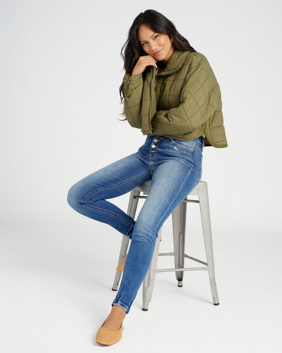 Olive $|& Vanilla Bay Cropped Quilted Puffer Jacket - SOF Full Front