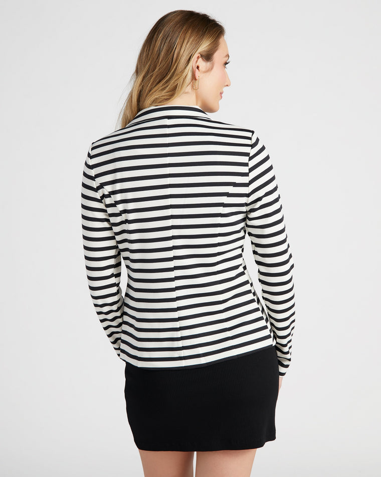 Black White Stripe $|& ICHI Nautical Stripe Blazer - SOF Back