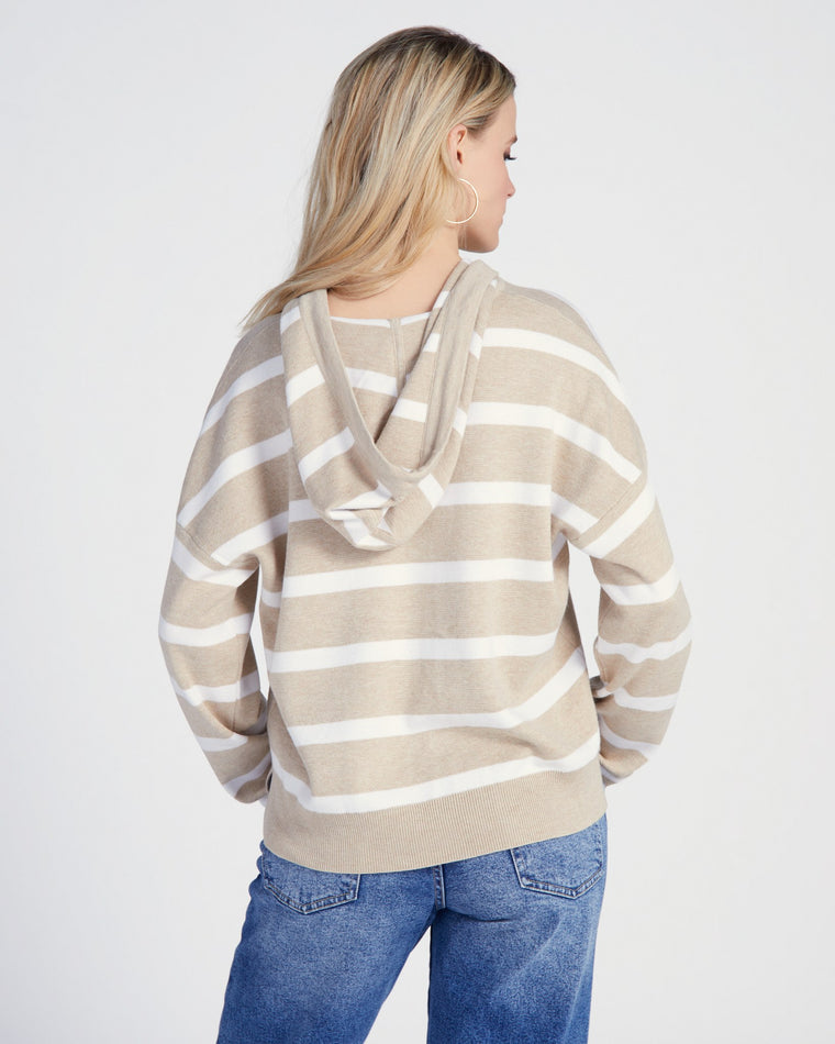 Heather Khaki White Stripe $|& Thread & Supply Brighton Pullover - SOF Back