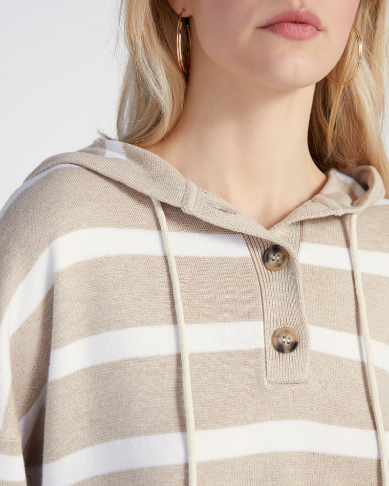 Heather Khaki White Stripe $|& Thread & Supply Brighton Pullover - SOF Detail