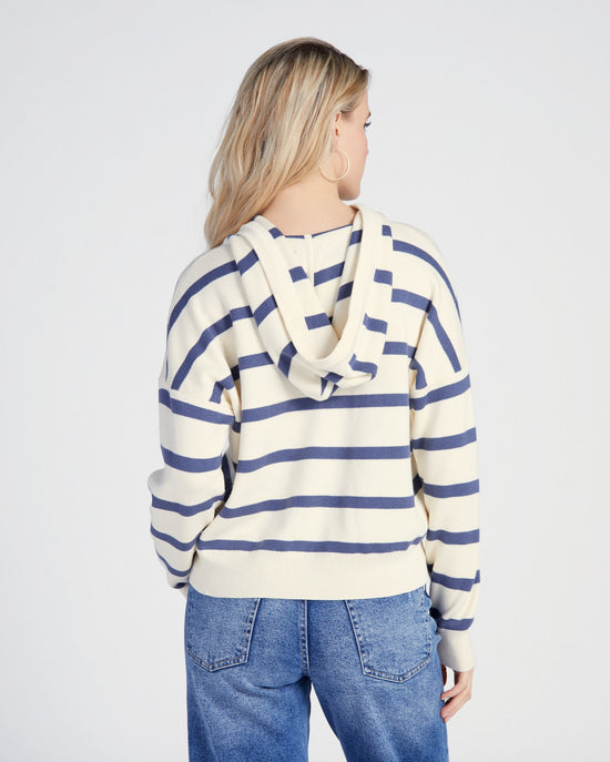 White Slate Blue Stripe $|& Thread & Supply Brighton Pullover - SOF Back