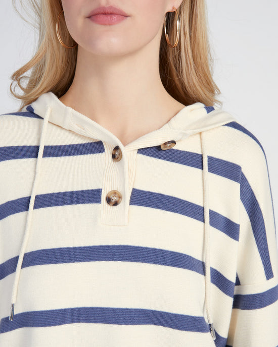White Slate Blue Stripe $|& Thread & Supply Brighton Pullover - SOF Detail