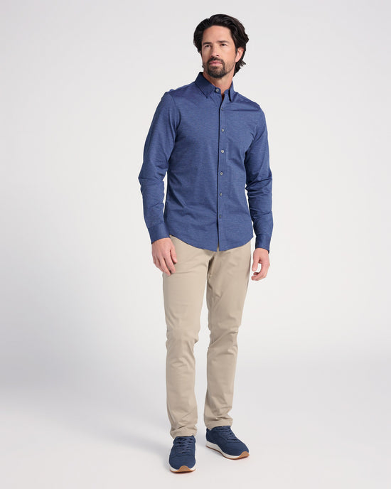Denim Blue Oxford $|& Rhone Commuter Shirt Slim - SOF Full Front
