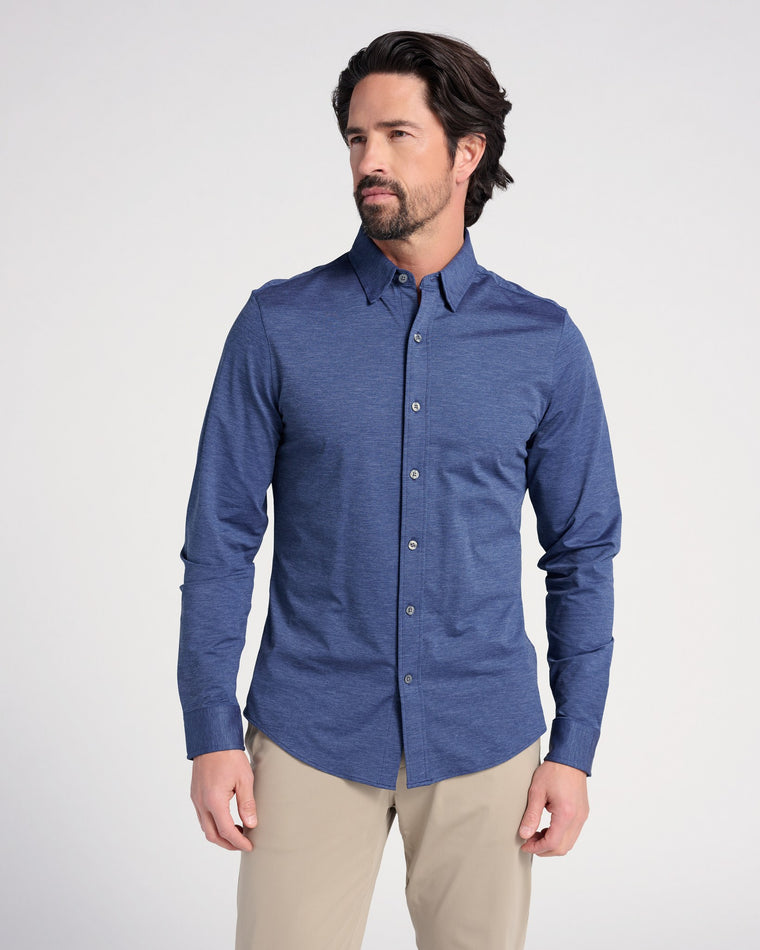 Denim Blue Oxford $|& Rhone Commuter Shirt Slim - SOF Front