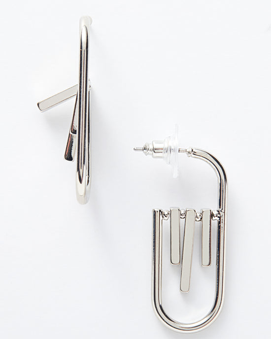Silver $|& Marlyn Schiff Elongated Charm Hoops - Hanger Detail