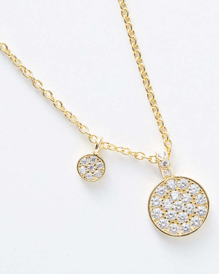 Gold Plated $|& Marlyn Schiff Double Pave Circle Necklace - Hanger Detail