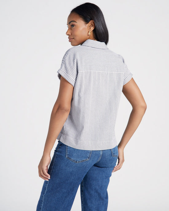 White Black Olive Stripe $|& Thread & Supply Fawn Shirt - SOF Back