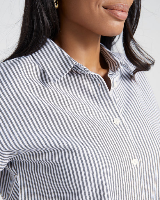White Black Olive Stripe $|& Thread & Supply Fawn Shirt - SOF Detail