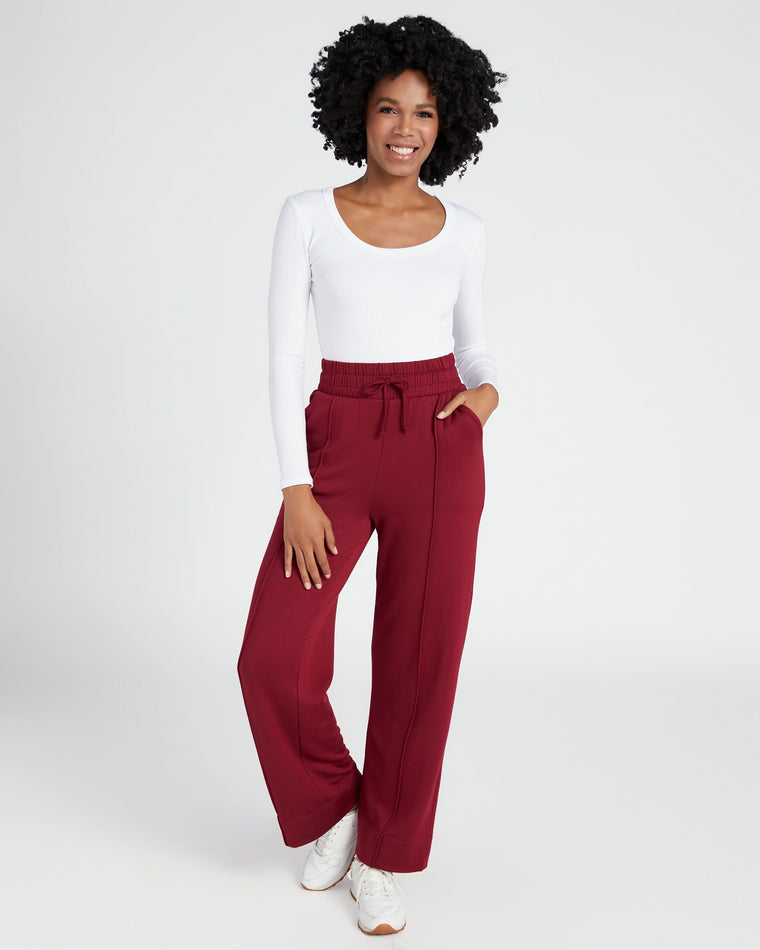 Cabernet Purple $|& W. by Wantable Pintuck Fleece Pant - SOF Full Front