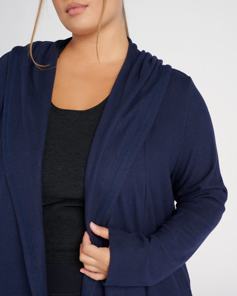 Textured Navy $|& Interval Carefree Intermingle Hacci Cardigan - SOF Detail
