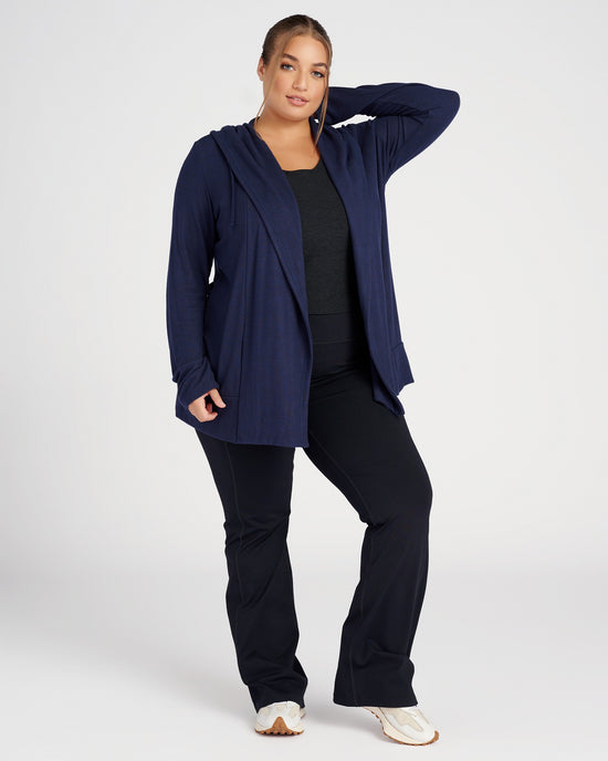 Textured Navy $|& Interval Carefree Intermingle Hacci Cardigan - SOF Full Front