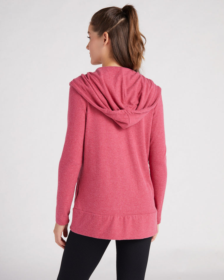 Heathered Sangria $|& Interval Carefree Solid Hacci Cardigan - SOF Back
