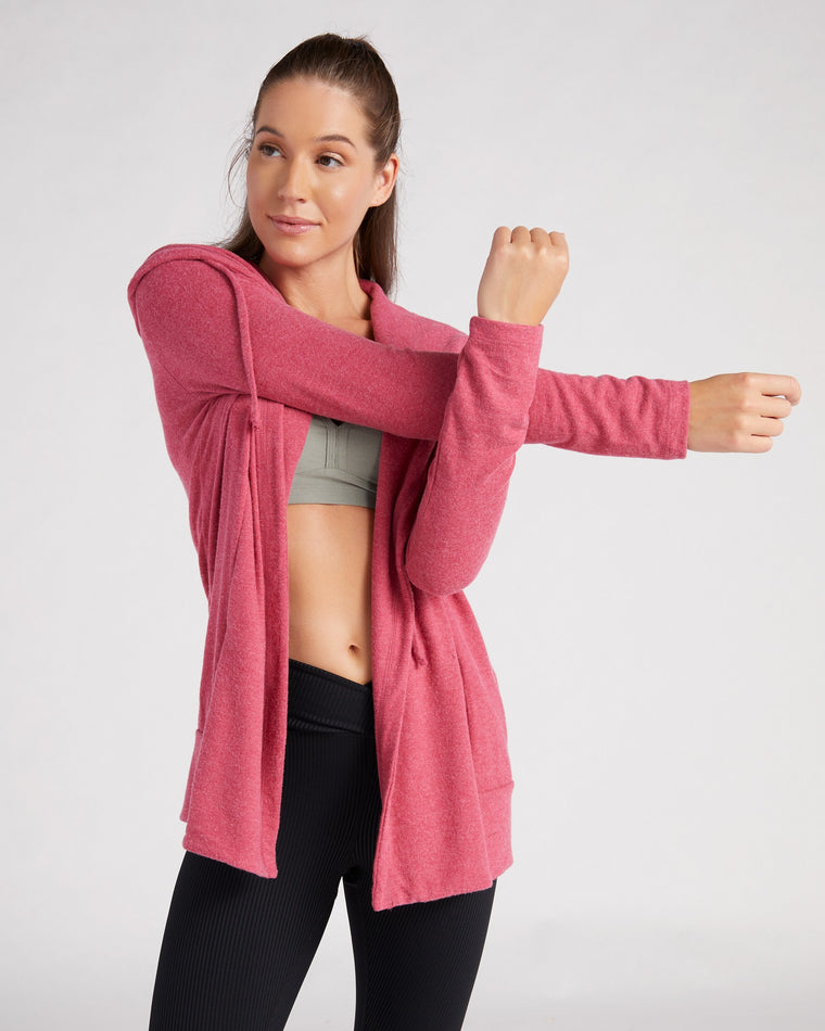 Heathered Sangria $|& Interval Carefree Solid Hacci Cardigan - SOF Front