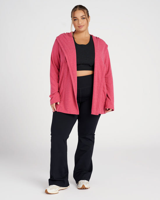 Heathered Sangria $|& Interval Carefree Solid Hacci Cardigan - SOF Full Front