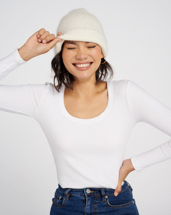 Ivory $|& Pissenlit Angora Beanie with Glitter - SOF Front
