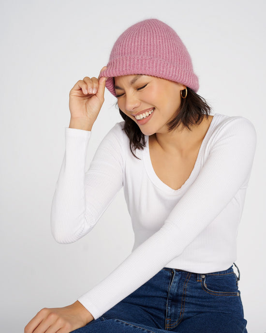Dusty Rose $|& Pissenlit Angora Beanie with Glitter - SOF Front
