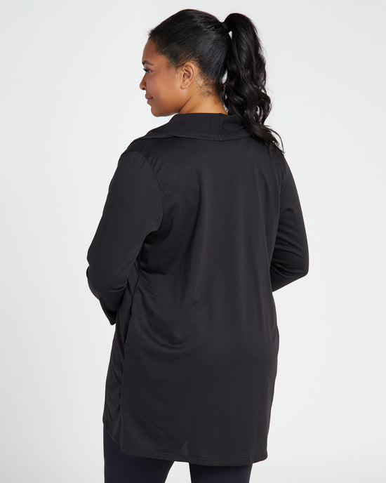 Black $|& COIN 1804 French Terry Draped Cardigan - SOF Back