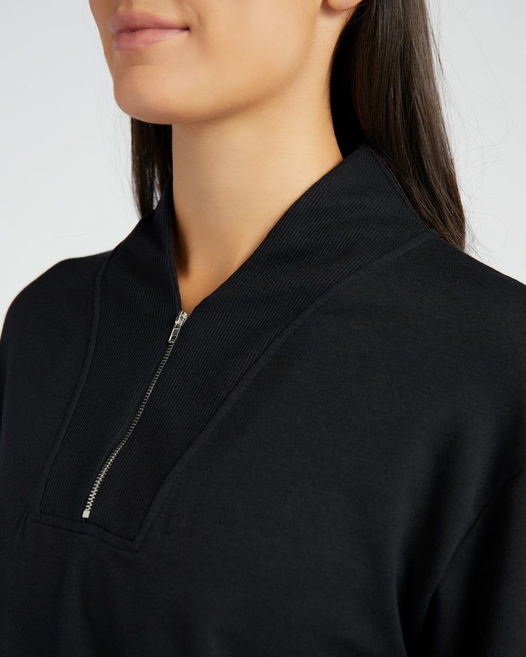 Black $|& Interval Quarter Zip Pullover - SOF Detail