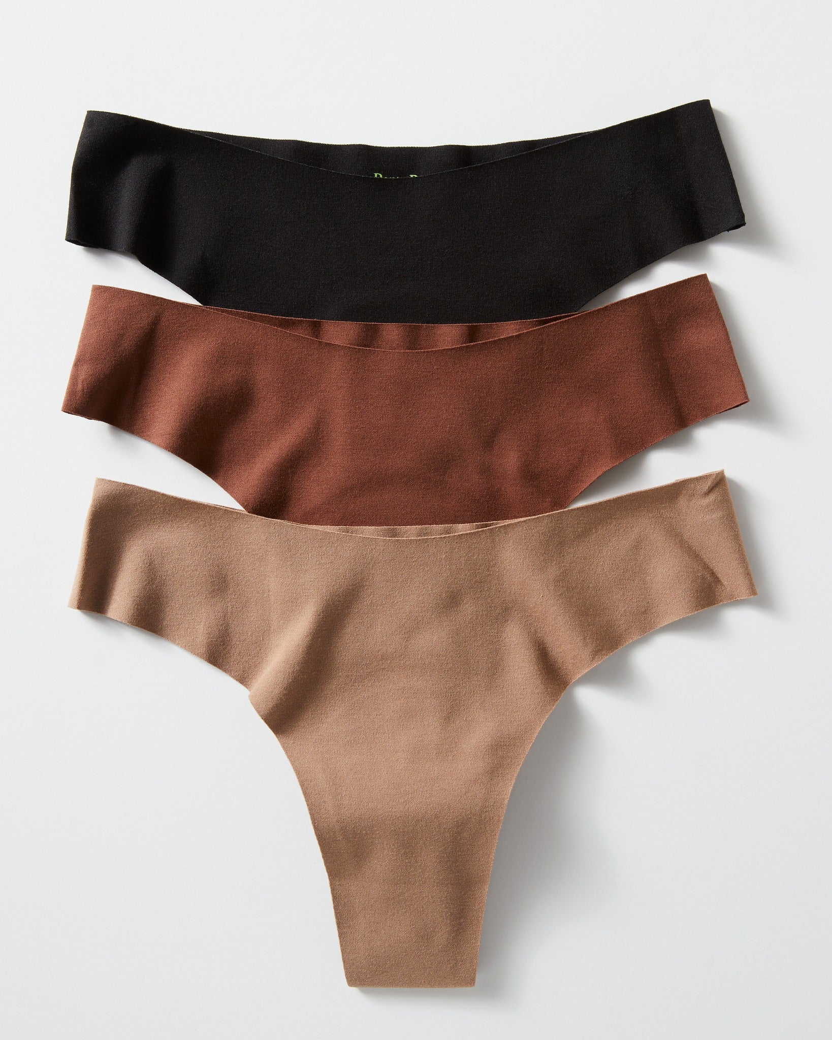 Dark Neutrals Tan/Mocha/Black $|& Panty Promise Low Rise Thong Pack - Hanger Front