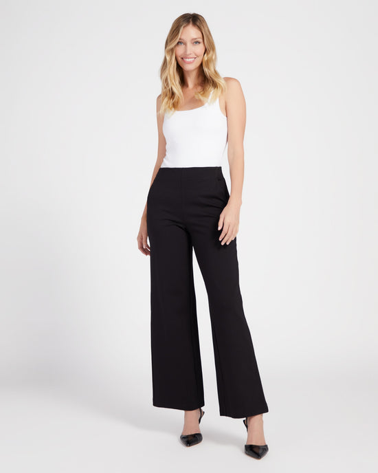 Black Black $|& W. by Wantable Wide Leg Dressy Pull On Pant - SOF Full Front