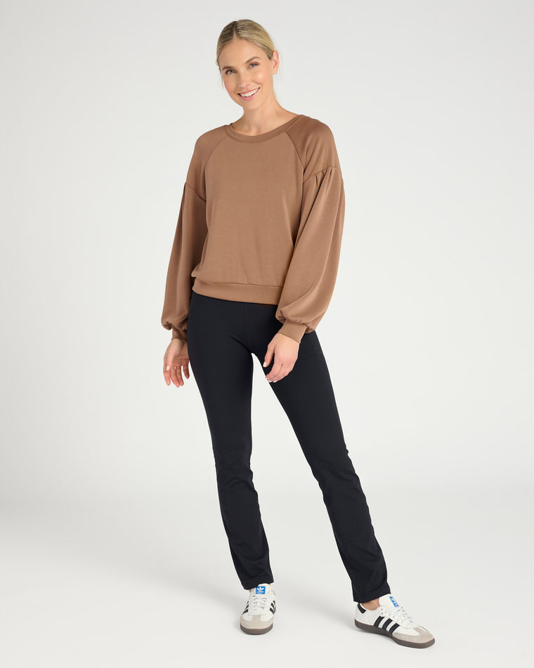 Pecan $|& Thrive Société Pleated Pullover - SOF Full Front