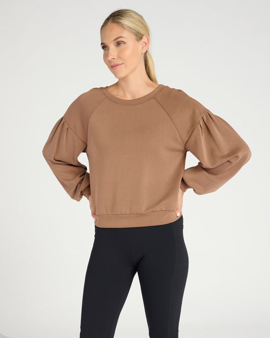 Pecan $|& Thrive Société Pleated Pullover - SOF Front