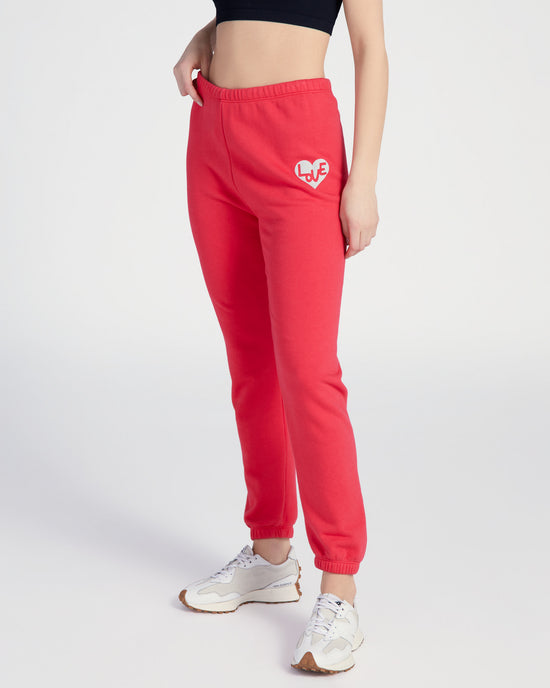 Ruby Red $|& Spiritual Gangster Heart Luna Sweatpant - SOF Front