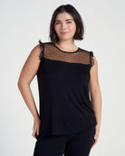 Black $|& Loveappella Mesh Dot Front Top - SOF Front