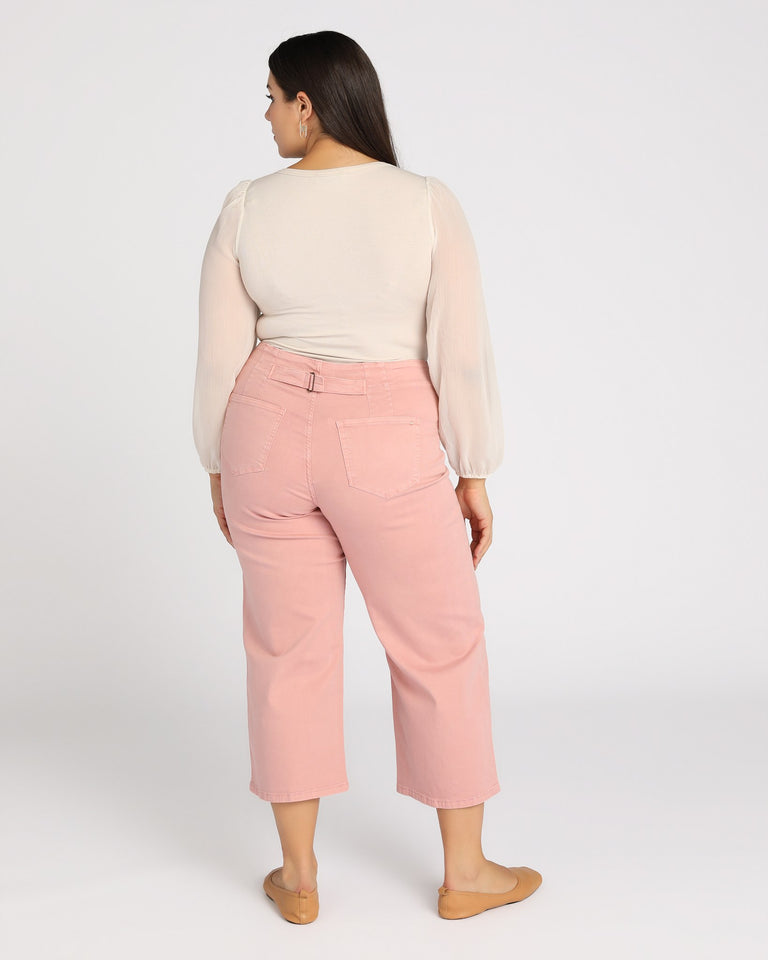 High Rise Wide Leg Crop with Double Button in Plus