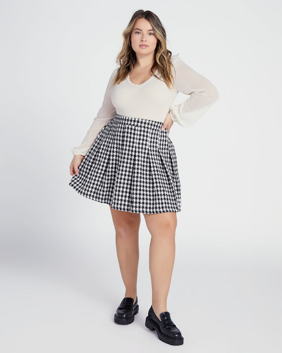 Black $|& Baevely Tweed Print Mini Skirt - SOF Full Front