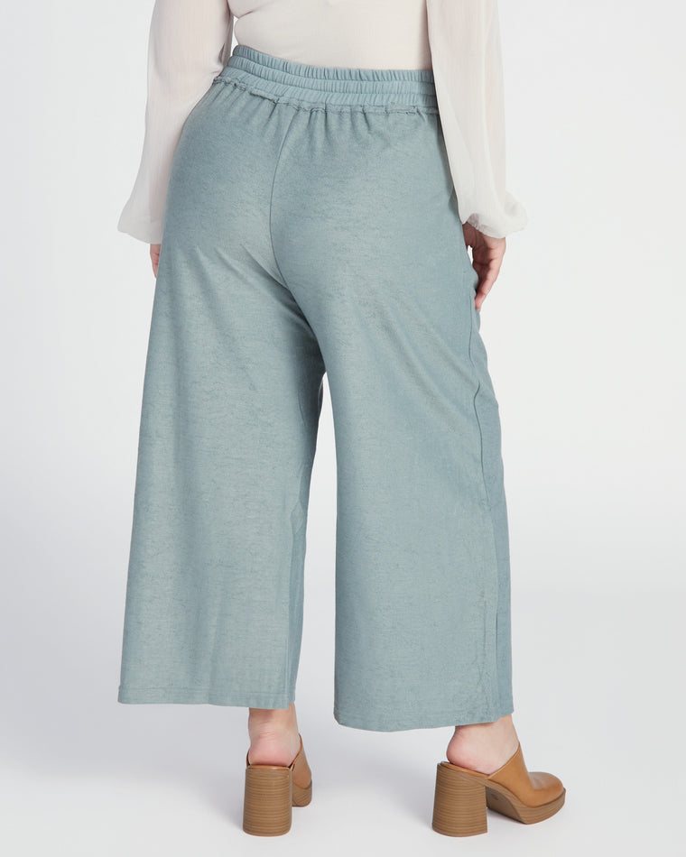 Dusty Sage $|& Polagram Wide Leg Pant with Raw Edge Detail - SOF Back