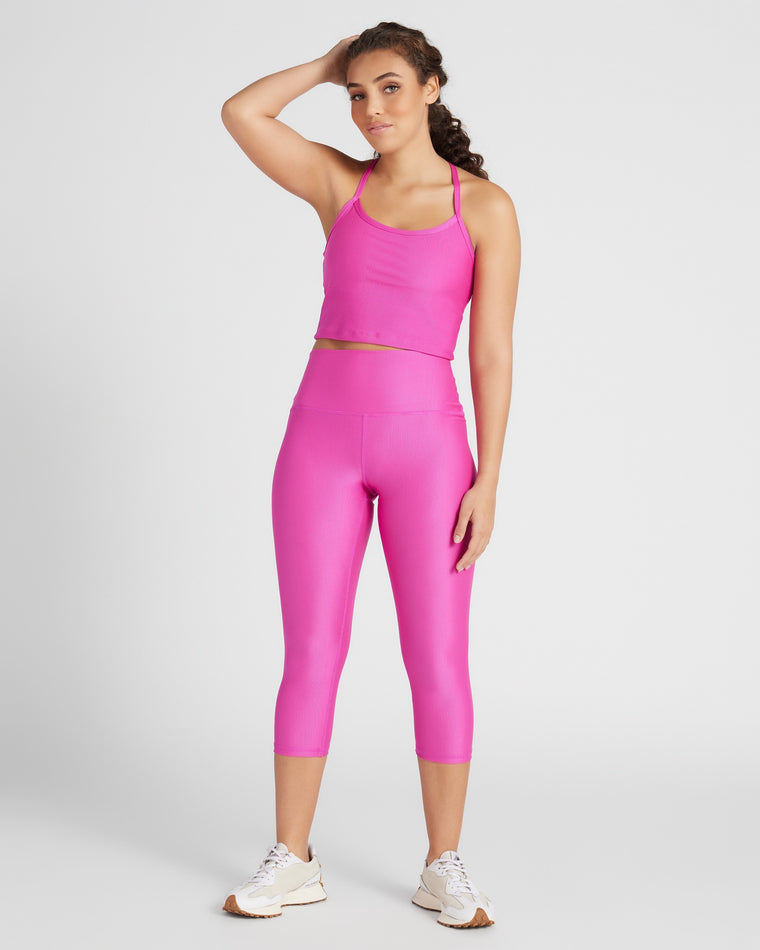 Fuschia $|& Interval Revive Ribbed Agility Bra - SOF Full Front