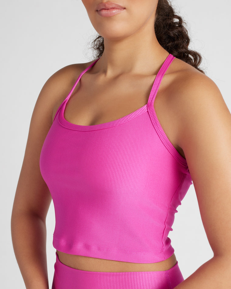 Fuschia $|& Interval Revive Ribbed Agility Bra - SOF Detail