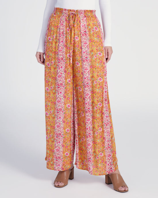 Apricot $|& Easel Floral Gauze Palazzo Pants - SOF Front