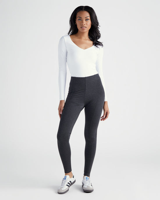 Heather Charcoal $|& Search For Sanity Seamed Ponte Legging - SOF Full Front