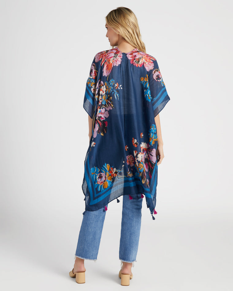 Blue $|& Woven Heart Floral Print Kimono - SOF Back